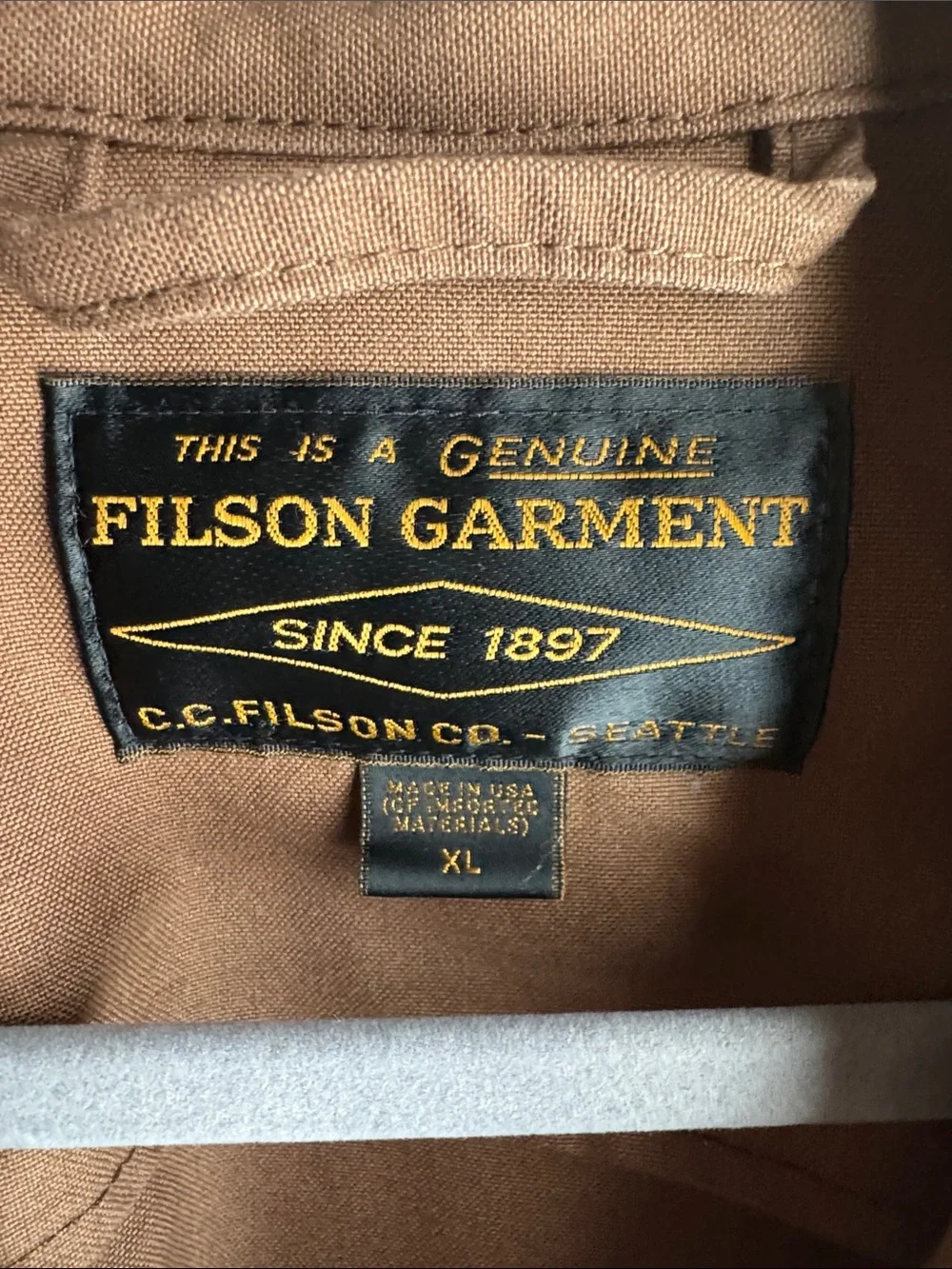 Filson Tan/Brown Tin Cloth Field Jacket - Men's Work Coat, Size XL.